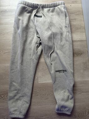 Essentials Men’s dark oatmeal Joggers with Logo